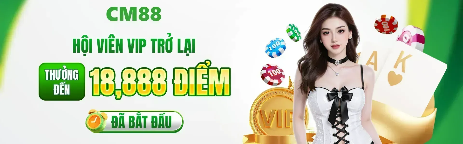 Phiên bản 30: Trong thời gian sự kiện được triển khai, những hội viên VIP tái gia nhập CM88 sẽ đủ điều kiện nhận mức thưởng tối đa 18,888 điểm theo thể lệ chương trình.